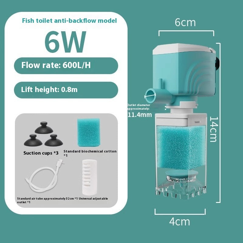 Anti Backflow Fish Tank Aerating Built In Filter System