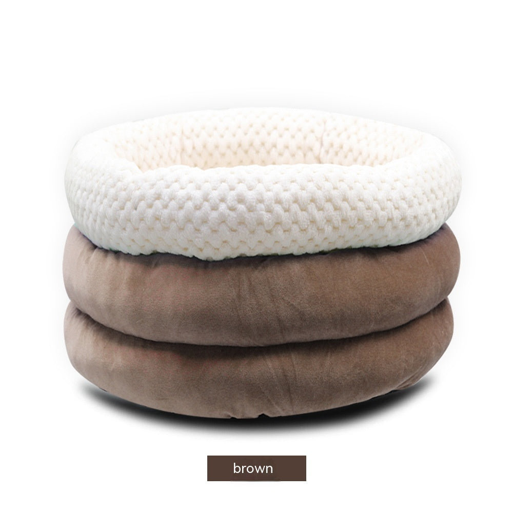 Pet Semi Closed Round Ice Velvet Deep Sleep Bed