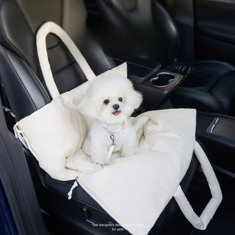 Pet Car Seat Carrier Adjustable Safety Leash Portable Console Travel Bag