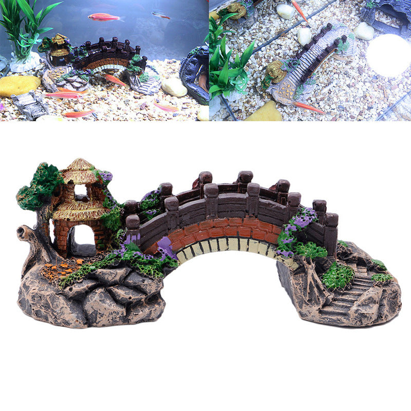 Aquarium Rockery Bridge Landscape Decoration Set