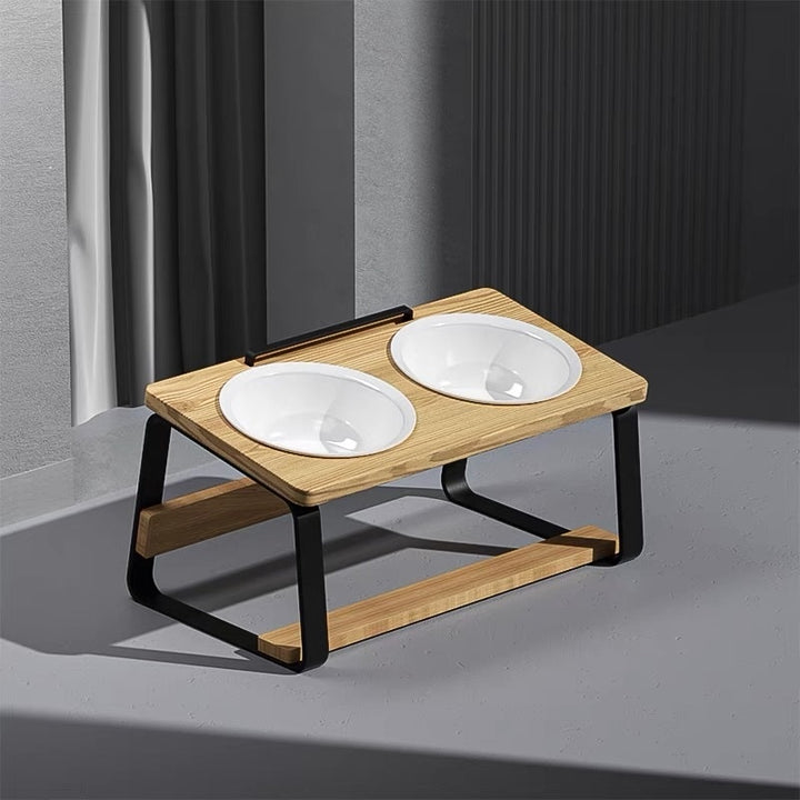 Pet Ceramic Double Bowl Cervical Spine Support Feeding Stand