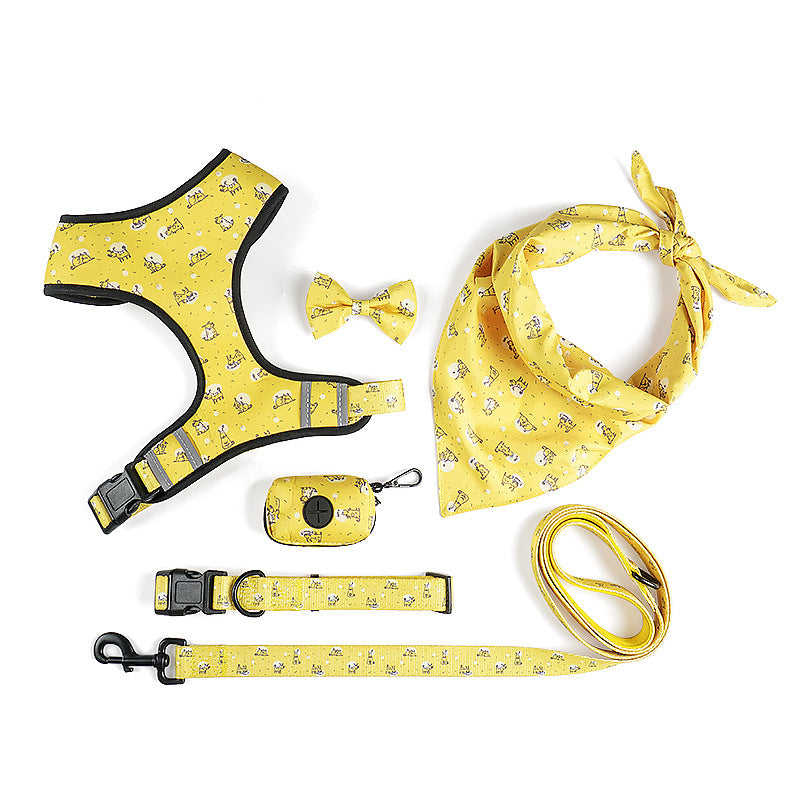 Pet Bow Harness Adjustable Walking Leash Set