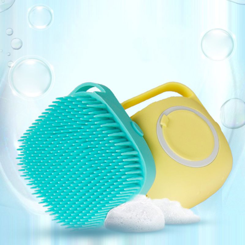 Pet Silicone Bath Shampoo Dispensing Grooming Brush Comb