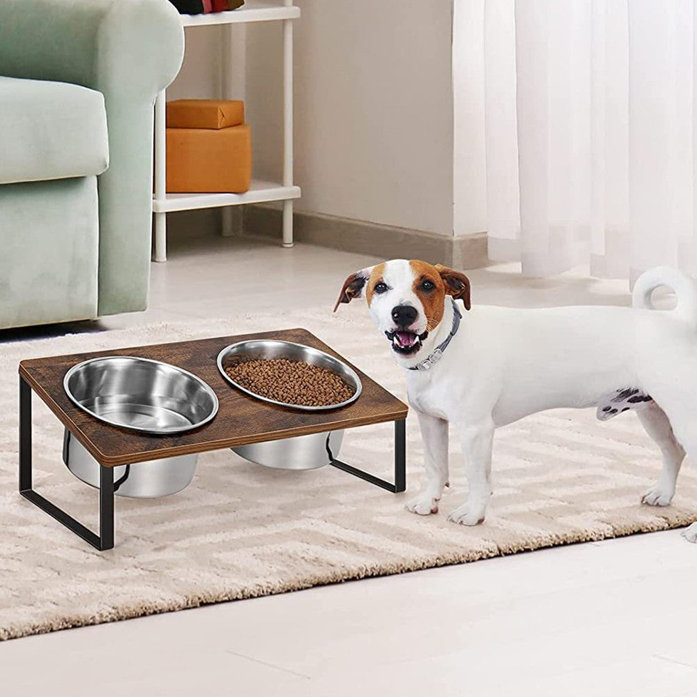 Pet Wooden Iron Feeding Rack Bowl Stand