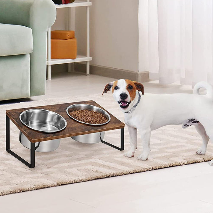 Pet Wooden Iron Feeding Rack Bowl Stand