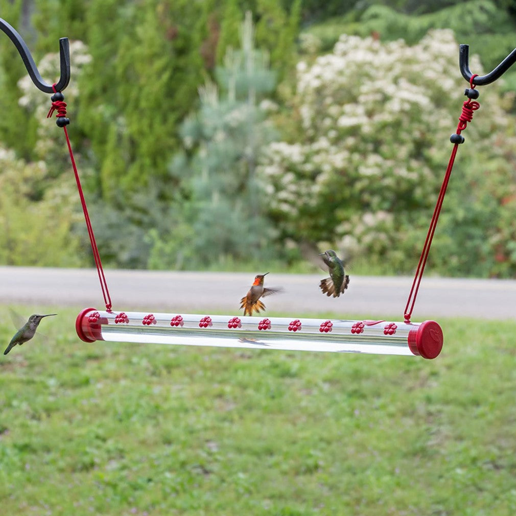 Hanging Long Tube With Flowers Hummingbird Bird Feeder