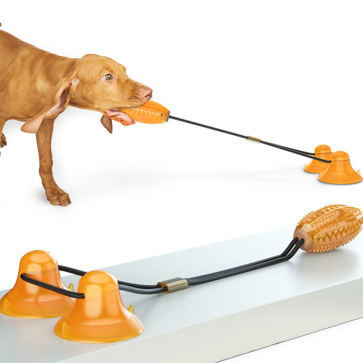 Pet Multifunction Double Tug Rope Ball Suction Chew Toy