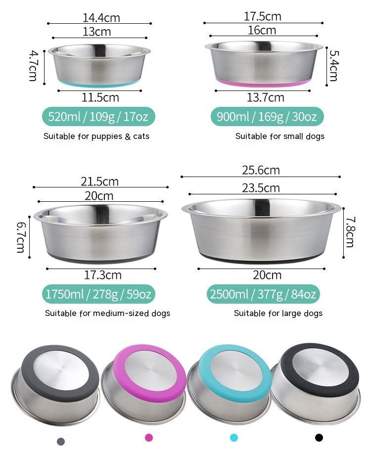 Pet Silicone Stainless Steel Feeding And Drinking Bowl Set