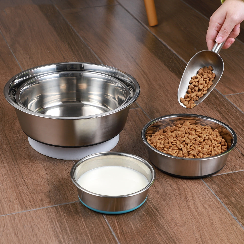 Pet Silicone Stainless Steel Feeding And Drinking Bowl Set