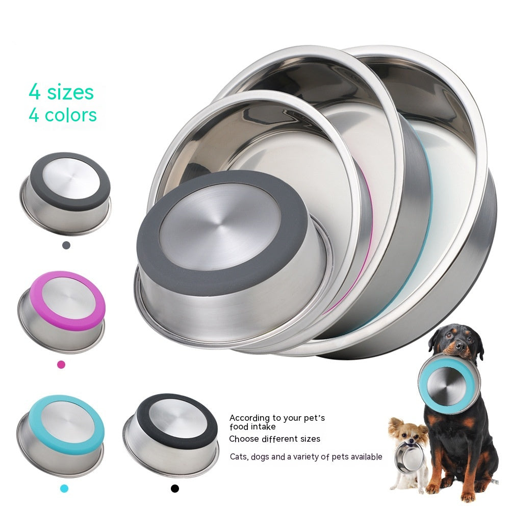 Pet Silicone Stainless Steel Feeding And Drinking Bowl Set