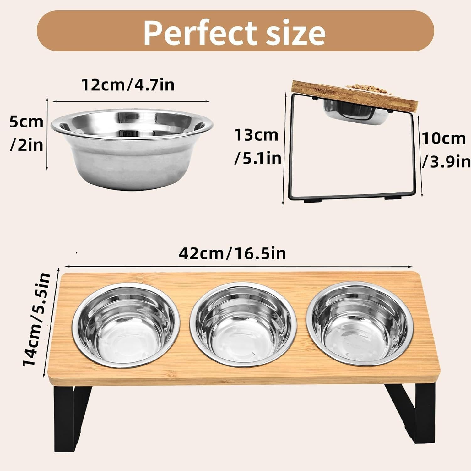 Pet Wooden Iron Feeding Rack Bowl Stand