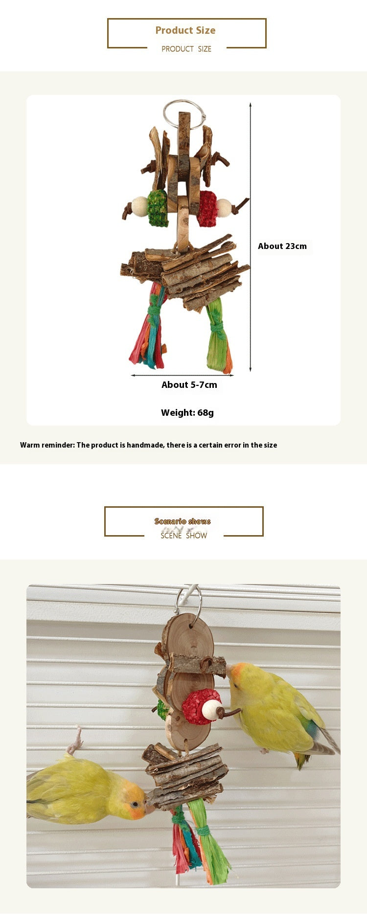 Parrot Bite Toy String Colorful Cage Hanging Toy Pendant