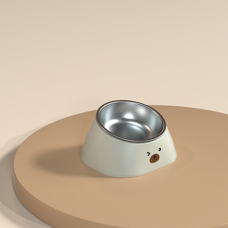 Pet Stainless Steel Tilted Cervical Support Feeding Bowl