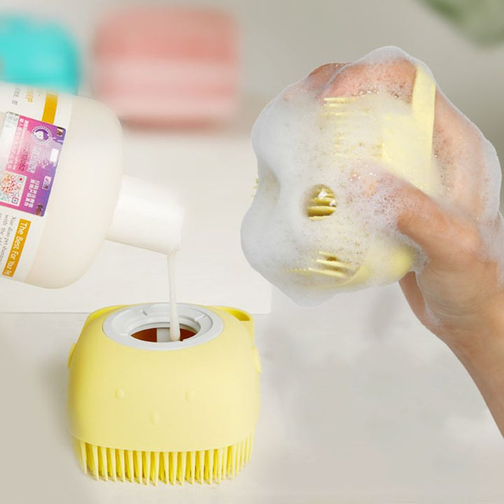 Pet Silicone Bath Shampoo Dispensing Grooming Brush Comb
