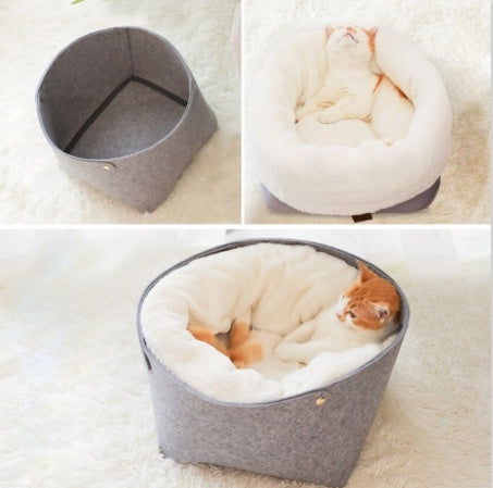 Comfortable Plush Pet Sleeping Bed Cozy Rest Nest