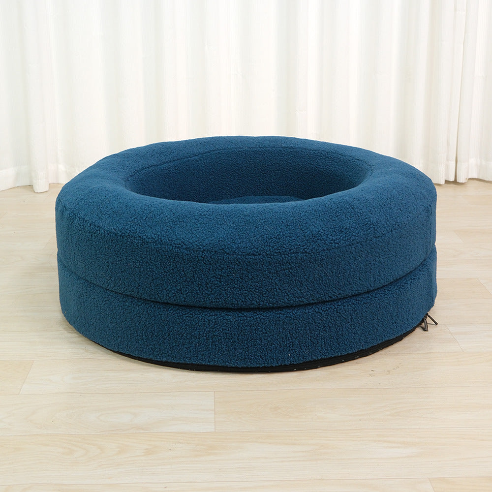 Pet Solid Color Leisure Round Nest Bed