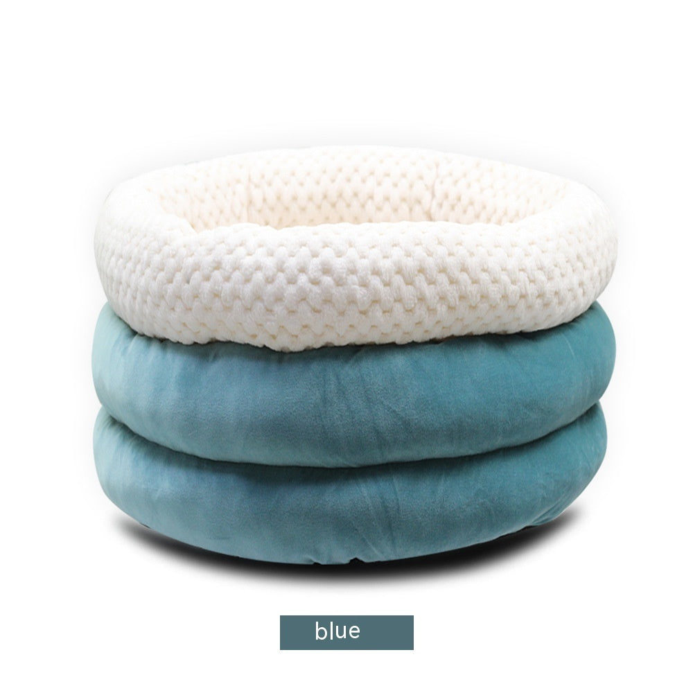 Pet Semi Closed Round Ice Velvet Deep Sleep Bed