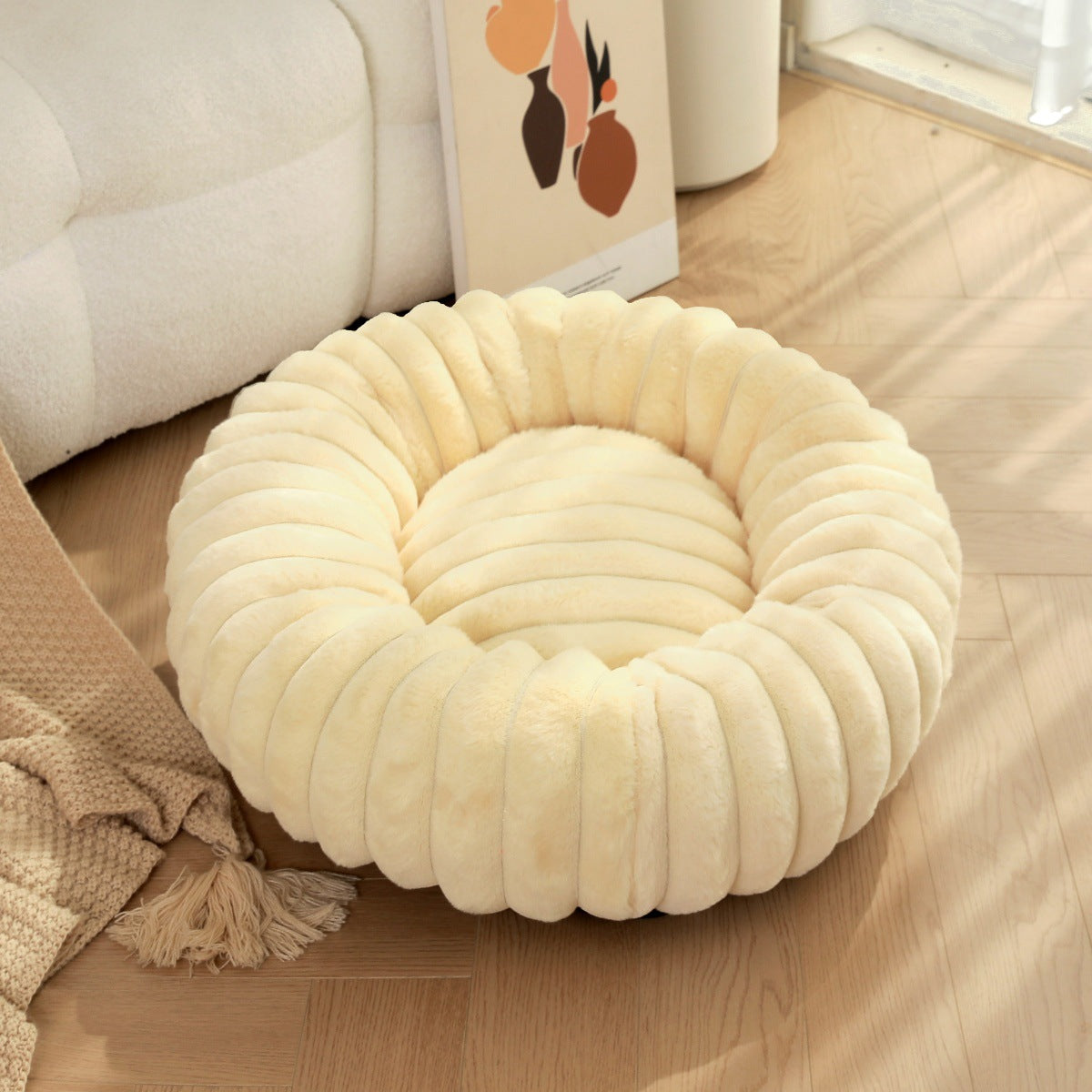 Pet High Weight Plush Round Warm Winter Nest Bed