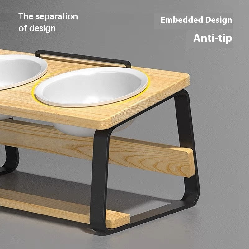 Pet Ceramic Double Bowl Cervical Spine Support Feeding Stand