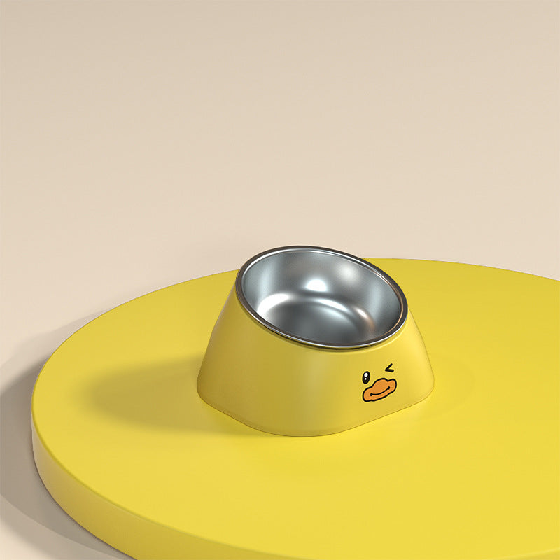 Pet Stainless Steel Tilted Cervical Support Feeding Bowl