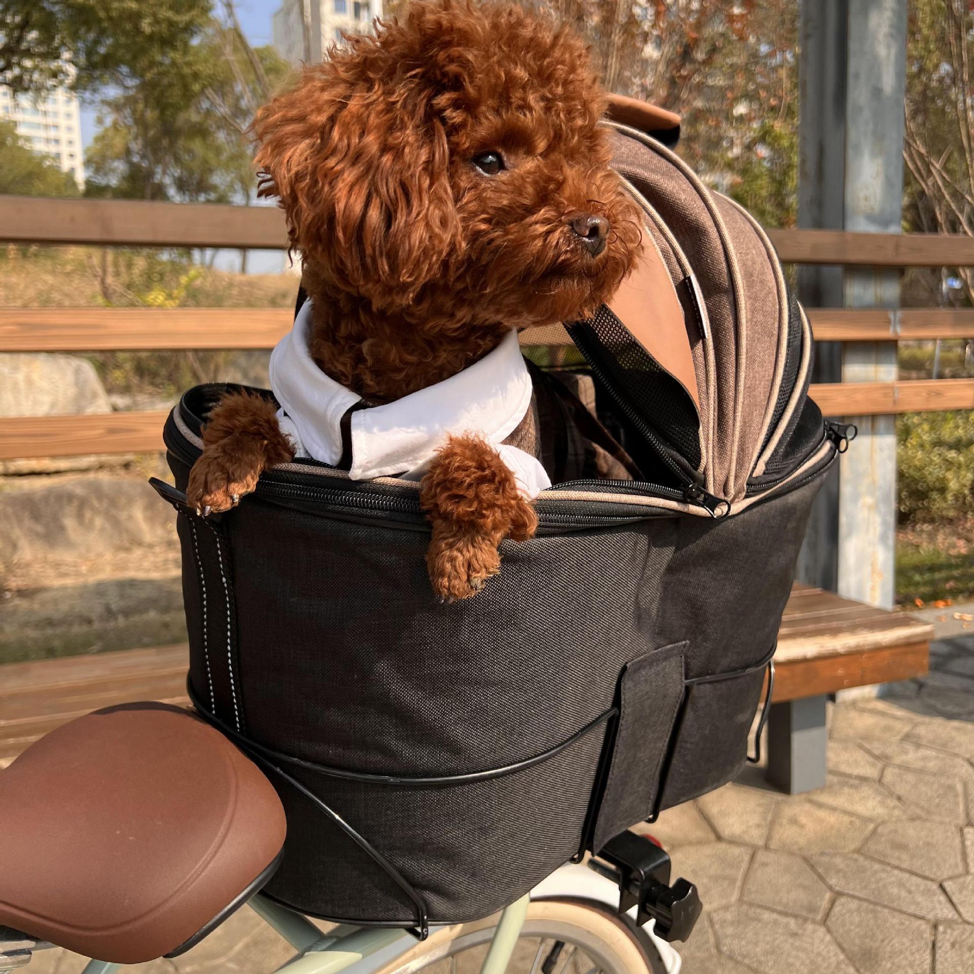 Foldable Canvas Pet Rear Seat Carrier Travel Bag