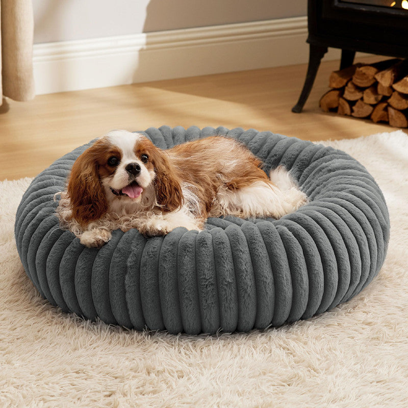 Pet High Grammage Plush Vertical Stripe Warm Bed Mat