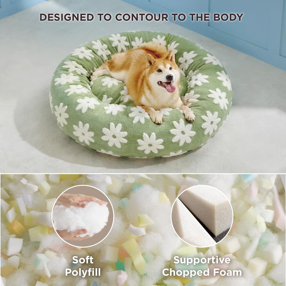 Round Pet Calming Bed Plush Donut Style Sleeping Nest