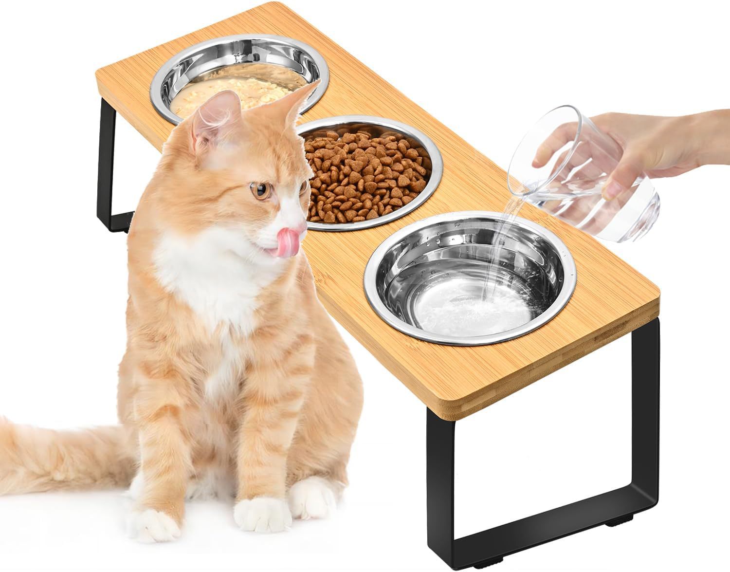 Pet Wooden Iron Feeding Rack Bowl Stand