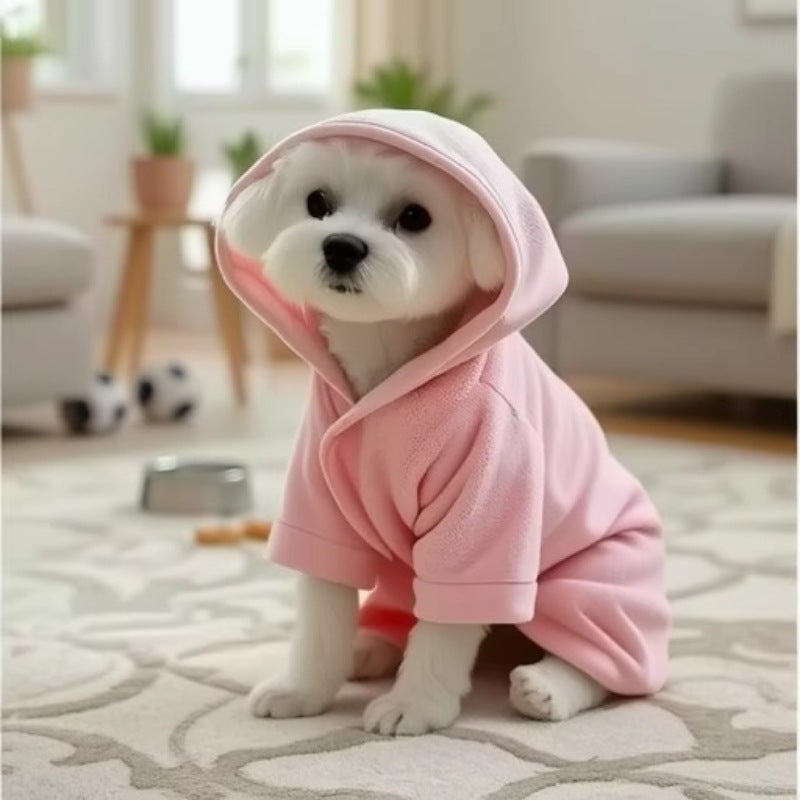Pet Soft Thick Coral Fleece Wearable Bathrobe Towel