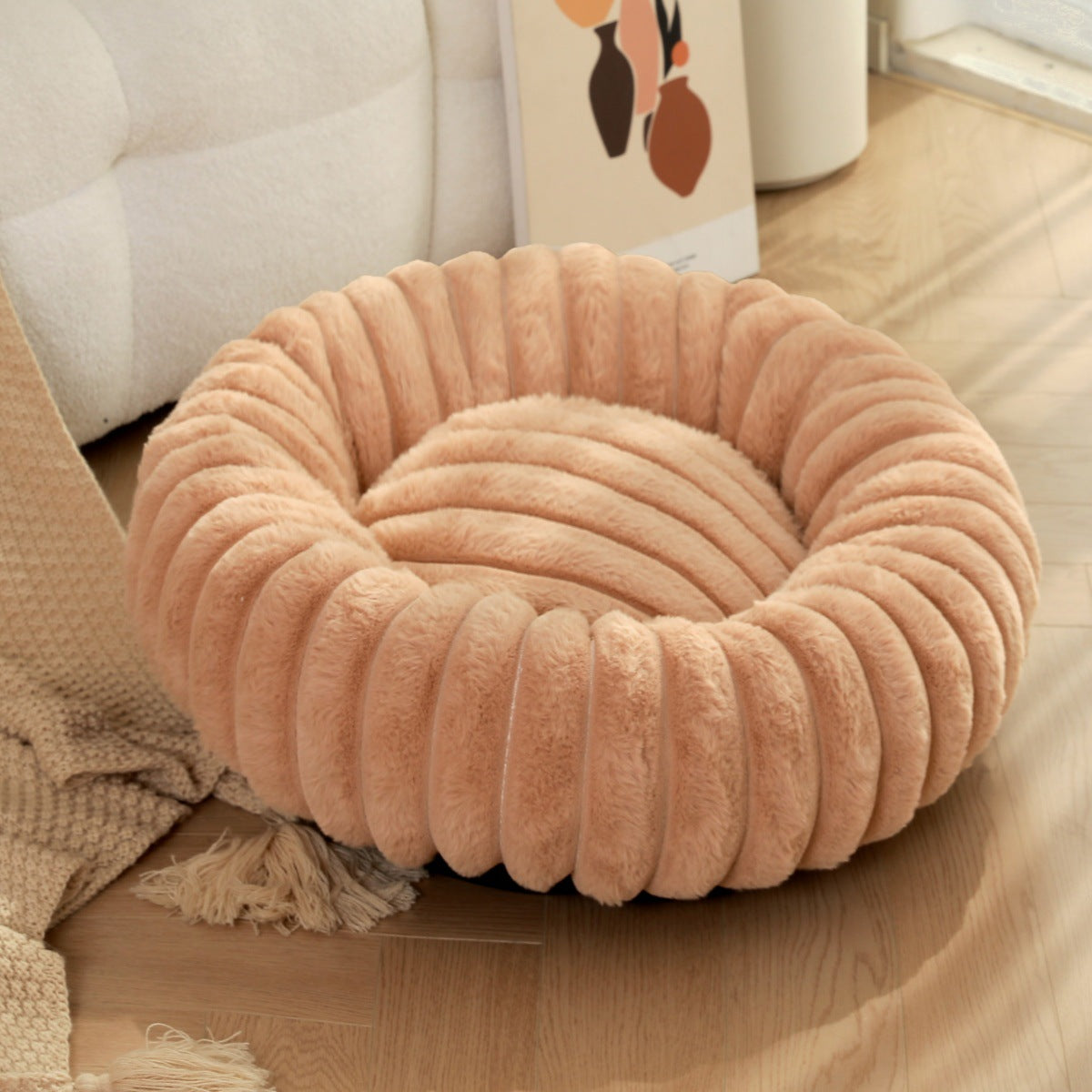 Pet High Weight Plush Round Warm Winter Nest Bed