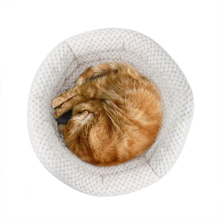 Pet Semi Closed Round Ice Velvet Deep Sleep Bed