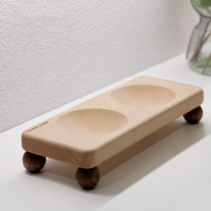 Pet Solid Wood Ceramic Feeding Bowl Elevated Dish Stand