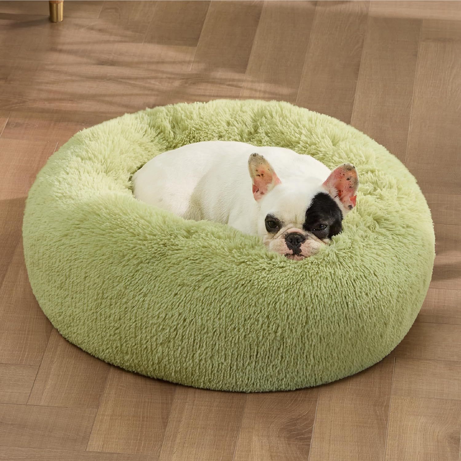 Pet Solid Color Non Slip Round Fluffy Plush Bed
