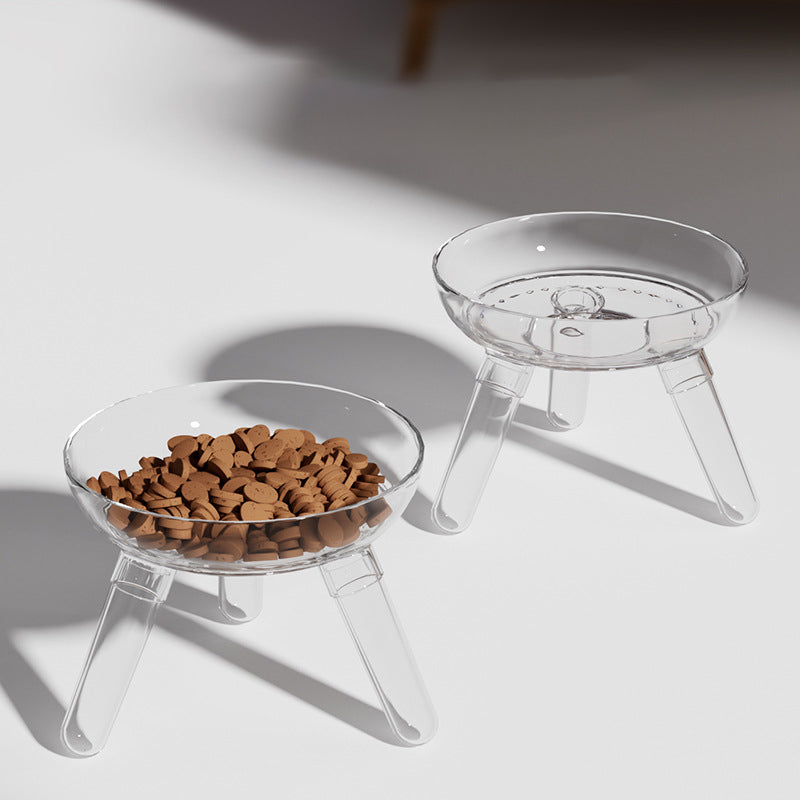 Pet Transparent Glass Anti Knock Feeding Drinking Bowl