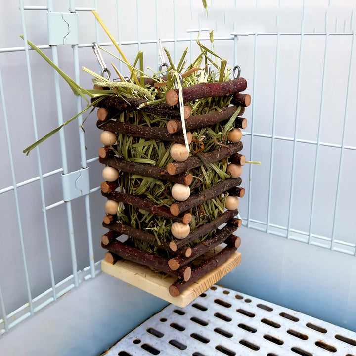 Wooden Rabbit Hay Grass Feeder Rack