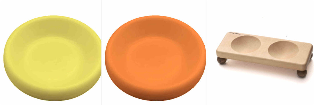 Pet Solid Wood Ceramic Feeding Bowl Elevated Dish Stand