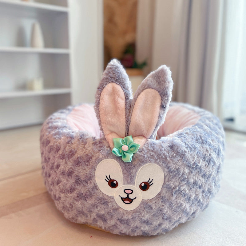 Pet Cartoon Plush Round Four Seasons Nest Cushion Bed