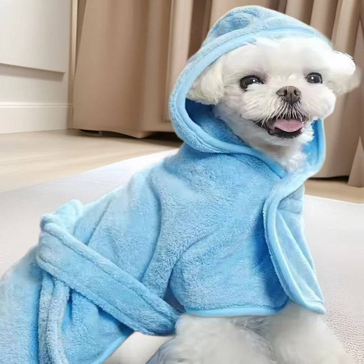 Pet Soft Thick Coral Fleece Wearable Bathrobe Towel