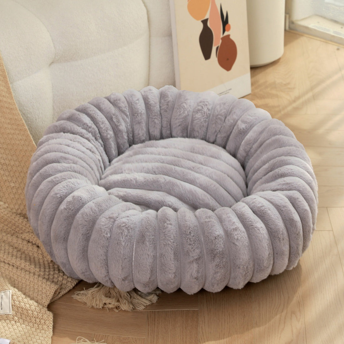 Pet High Weight Plush Round Warm Winter Nest Bed