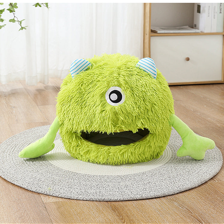 Pet Machine Washable Fluffy Round Calming Plush Bed