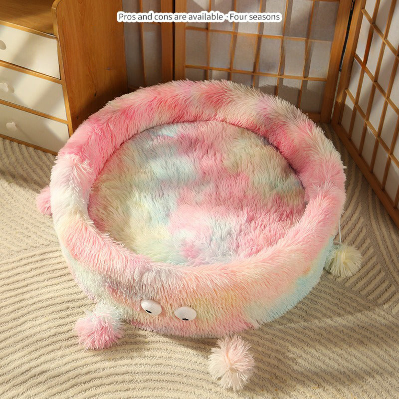 Pet Winter Warm Cute Monster Round Nest Bed House