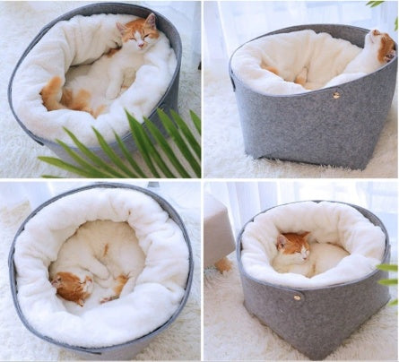 Comfortable Plush Pet Sleeping Bed Cozy Rest Nest