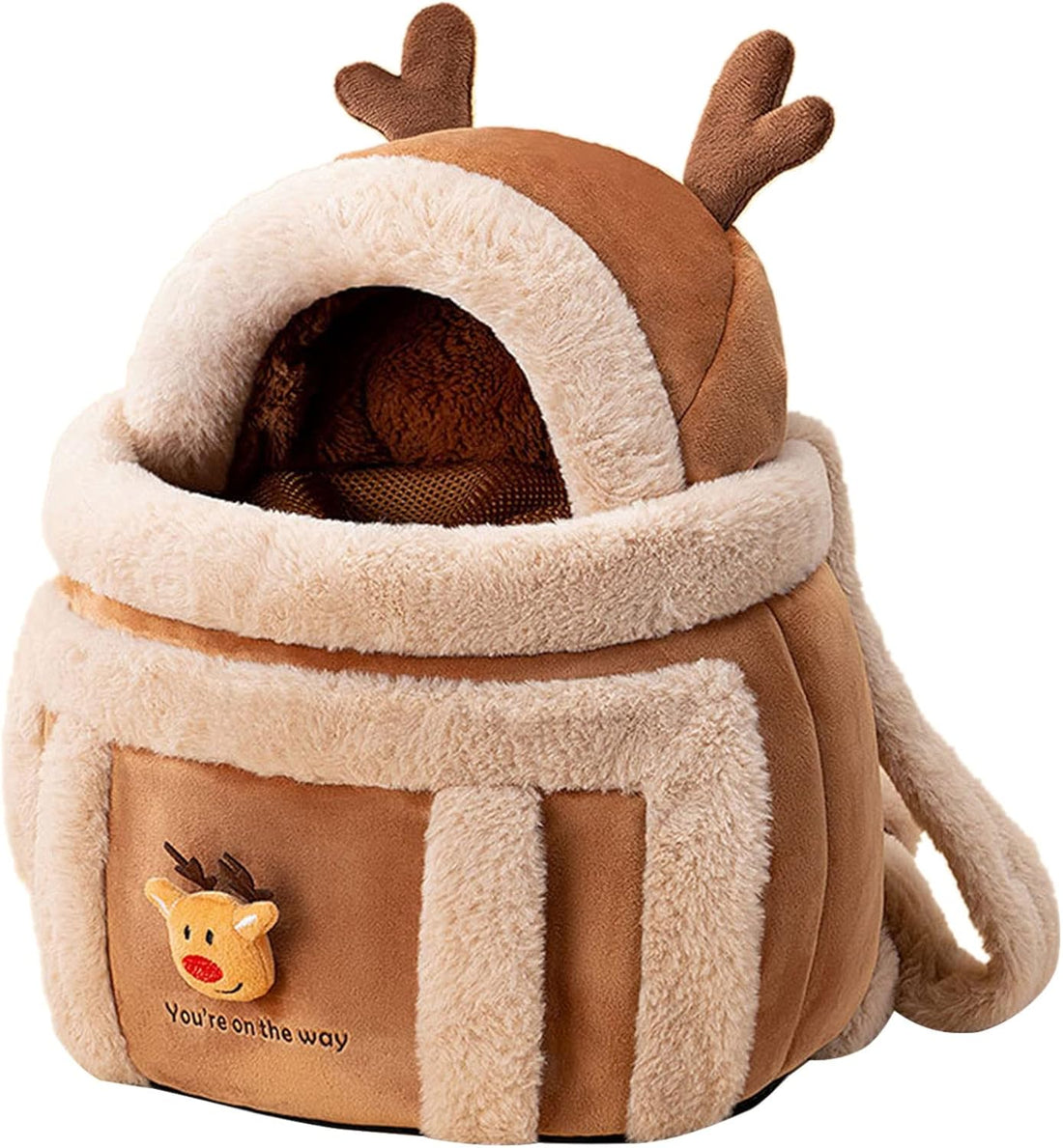 Pet Carrier Backpack Winter Plush Outdoor Travel Bag