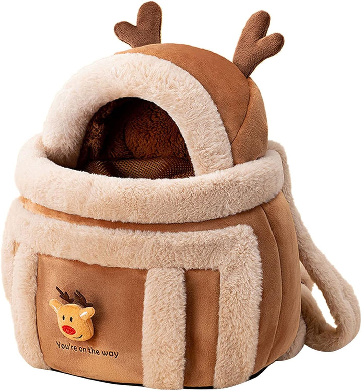 Pet Carrier Backpack Winter Plush Outdoor Travel Bag