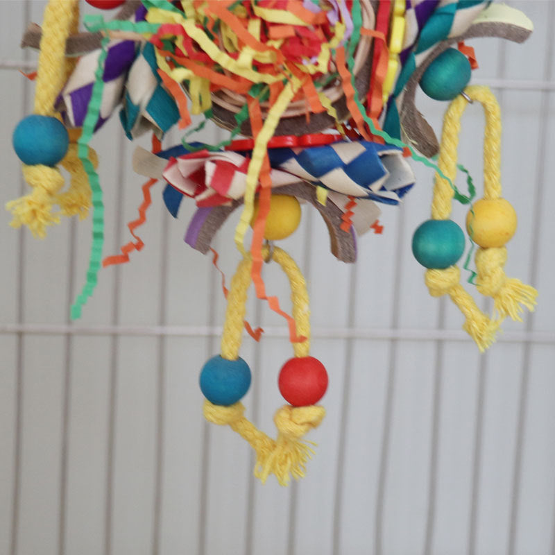 Colorful Vine Paper Tube Bird Cage Parrot Toy Pendant