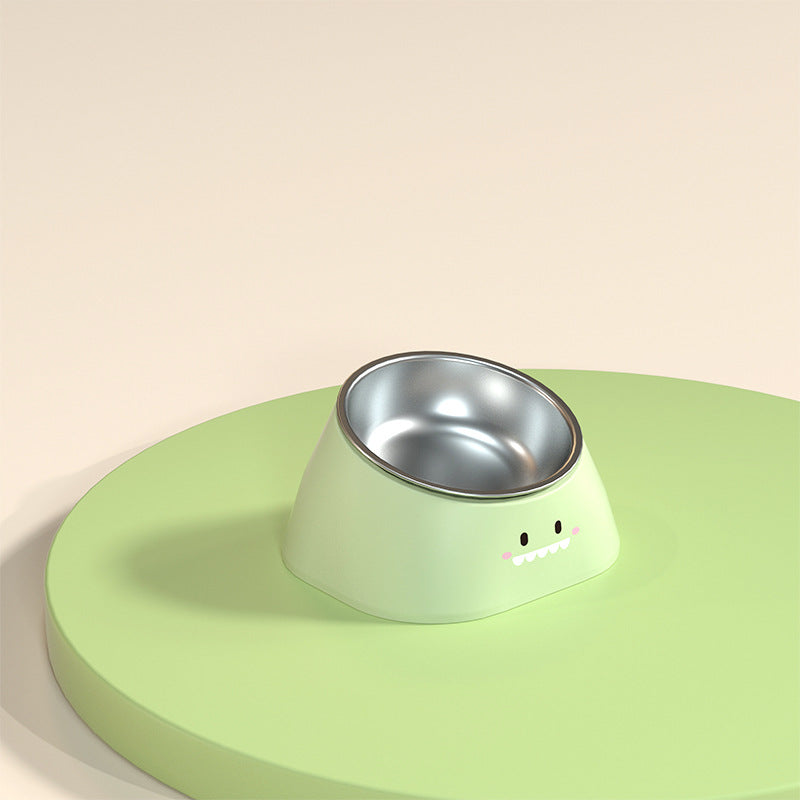 Pet Stainless Steel Tilted Cervical Support Feeding Bowl