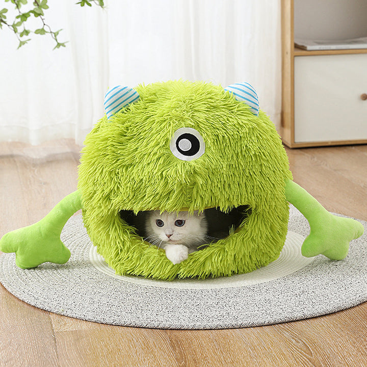 Pet Machine Washable Fluffy Round Calming Plush Bed