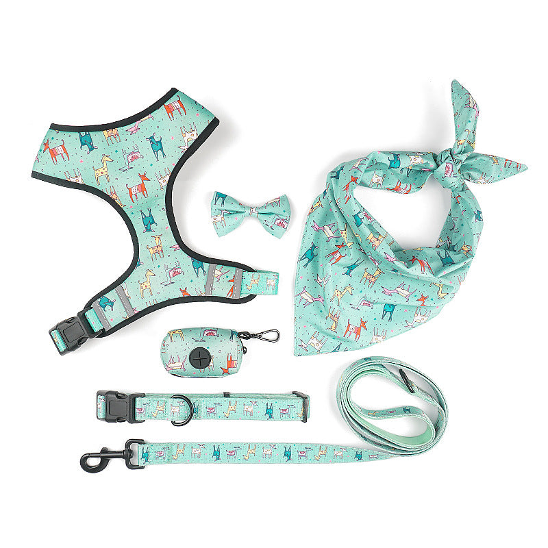 Pet Bow Harness Adjustable Walking Leash Set