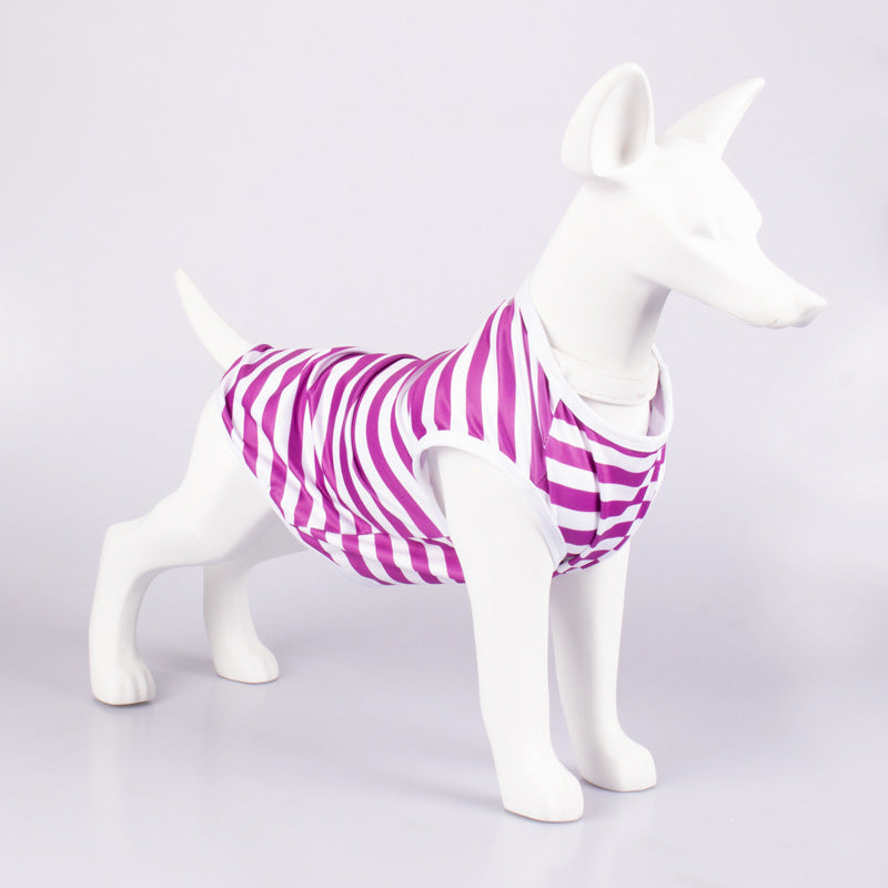 Pet Striped Crew Neck Tank Top T-Shirt Apparel
