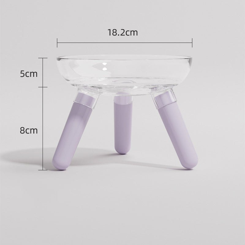 Pet Transparent Glass Anti Knock Feeding Drinking Bowl